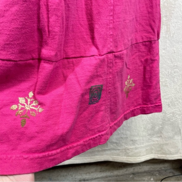 Blue Cactus pink sleeveless maxi dress 100% cotton boho fern print women’s small - Picture 5 of 8